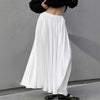 White Satin Draped High-waisted Midi Skirt
