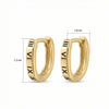 925 Sterling Silver Elegant Roman Numeral Engraved Oval Huggie Hoop Earrings