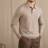 Retro Slim-Fit Polo Shirt Warm Wool Top For Fall And Winter