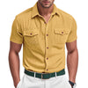 Loose Heavy Lapel Corduroy Workwear Short Sleeve Shirt