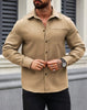 Men's Solid Color Pocket Shirt Long Sleeve Single-breasted Lining