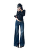 Womens American-style High-street Vintage Low-rise Bootcut Jeans