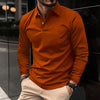 Buckle European And American Men's Daily Casual Polo Collar Long Sleeve Polo Wear