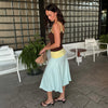 Strapless Low-cut Color-block Dress For Women