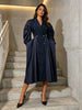 Sculptural Puff-Sleeve Double-Breasted Long Coat
