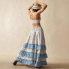 Resort Style Patchwork High Waisted Flattering Floral Midi Skirt