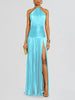Women's Pleated Split Lace-up Halter Dress
