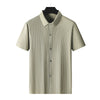 Men's Plus-sized Plus Size Fashion Casual Square Collar Striped Ice Silk Shirt