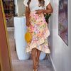 Women's Casual Holiday Printed Asymmetrical One-Piece Lace-Up Skirt