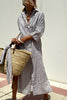 Striped Shirt Dress With Belt Fashion Half-sleeved Lapel Button Cardigan Dresses Women's Clothing