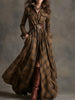 Ins Plaid Print Long-Sleeved Dress Fashion Pockets Collared Buttons Shirt Long Dresses Retro Women's Clothing