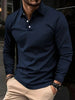 Buckle European And American Men's Daily Casual Polo Collar Long Sleeve Polo Wear