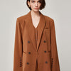 Brown Retro Spaghetti Straps Vest Double Breasted Suit Coat Set