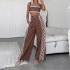 Women's Sexy Crop-top Spaghetti-strap Trousers Two-piece Suit