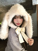 Korean-style Sweet And Cute White Plush Hat With Bunny Ears