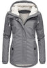 Winter Hooded Jacket Solid Color Warm Buckle Zip-up Fleece Jacket With Pockets Women's Casual Jacket