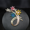 High-end Retro Inlaid Color Flower Brooch Women