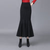 Womens Solid-Colored French-Style Retro High-Waist Knitted Fishtail Skirt