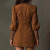 European And American Women's Clothing Long Sleeve V-neck Sexy Dress Embroidery