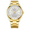 Waterproof Round Mens Simple Steel-Strap Watch