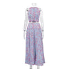 Abstract Print Sleeveless Crop Vest & Flared Midi Skirt 2-Piece Set