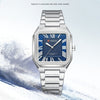 Mens Simple Square Waterproof Quartz Watch With Roman Numerals And Fashionable Steel Band