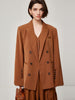 Brown Retro Spaghetti Straps Vest Double Breasted Suit Coat Set