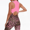 Hip Leopard Print Fitness Yoga Jumpsuit