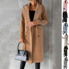 Double Breasted Lapel Coat Winter Fashion Solid Slim Long Jacket Long Sleeve Tops Womens Clothing