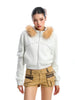 Rivet Detachable Fur Collar Stand Collar Sweater