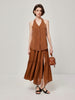 Brown Retro Spaghetti Straps Vest Double Breasted Suit Coat Set