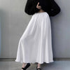 White Satin Draped High-waisted Midi Skirt