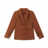 Brown Retro Spaghetti Straps Vest Double Breasted Suit Coat Set