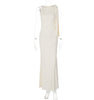 One-shoulder Ribbon Long Dress Ins Fashion Slim Sleeveless Dresses For Evening Party Club Clothing Women