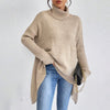 Irregular Turtleneck Sweater Winter Loose Long Sleeve Knitted Tops Leisure Warm Pullover Sweater Women's Clothing