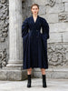 Sculptural Puff-Sleeve Double-Breasted Long Coat