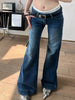 Womens American-style High-street Vintage Low-rise Bootcut Jeans