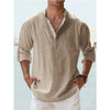 Men's Linen Stand-up Collar Long Sleeve T-shirt Loose Undershirt