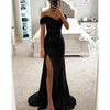 Party Sequins Off-neck Split Dress INS Casual Fashion Dress Women Charming Slimming Dress For Women