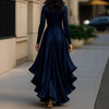 V-neck Waist Trimming Ruffles Elegant Dress