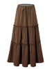 Womens High-waisted Elastic-waist Long Skirt With Pockets