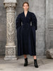 Sculptural Puff-Sleeve Double-Breasted Long Coat