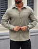 Men's Solid Color Pocket Shirt Long Sleeve Single-breasted Lining