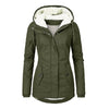 Winter Hooded Jacket Solid Color Warm Buckle Zip-up Fleece Jacket With Pockets Women's Casual Jacket