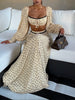 Polka Dot Lace Trim Crop Top & Maxi Skirt Two-Piece Dress Set
