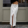 French-style Commuter White Straight-Line Suit Skirt With A Slit
