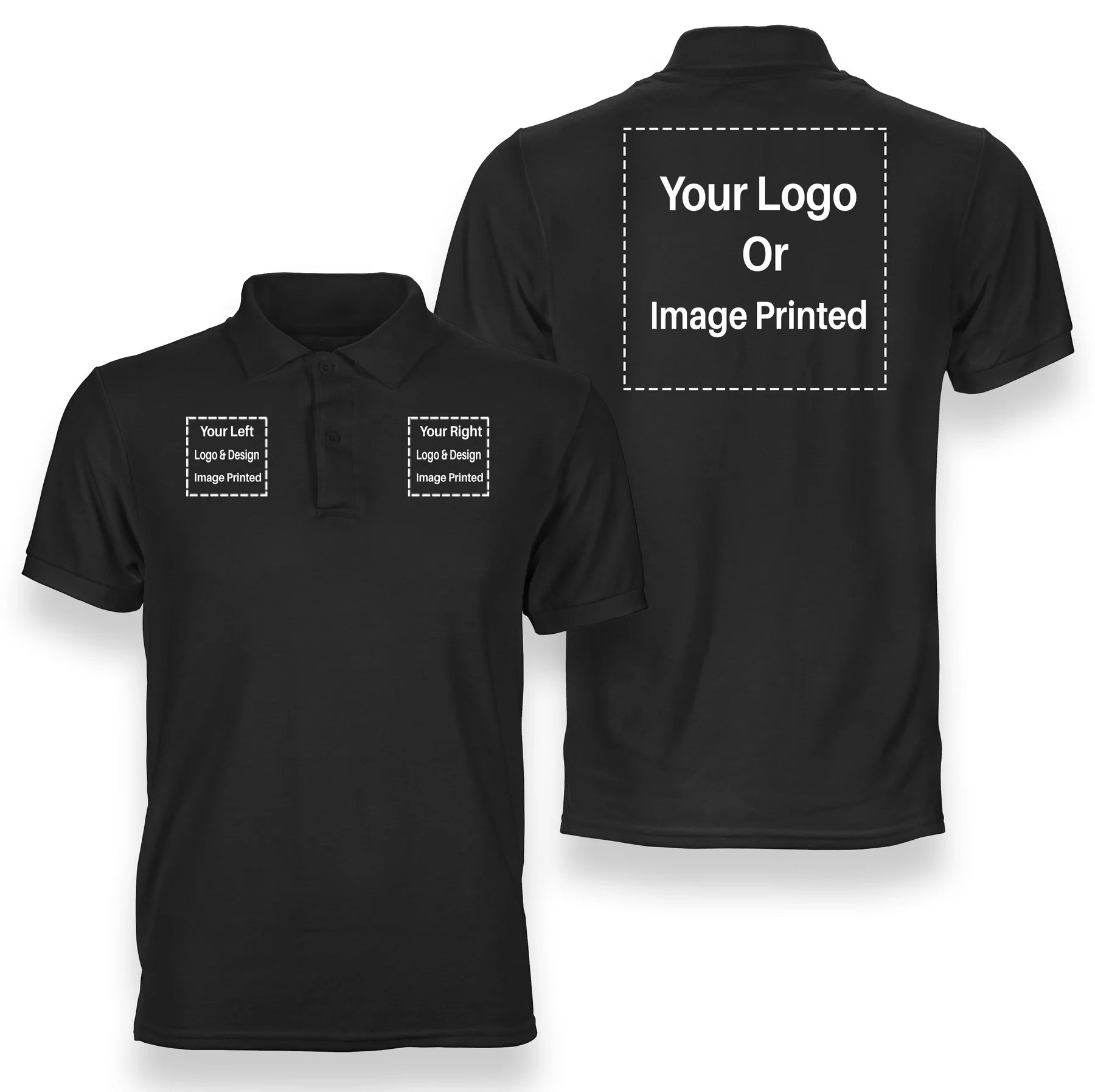 Custom "THREE" Logos Designed Polo T-Shirts