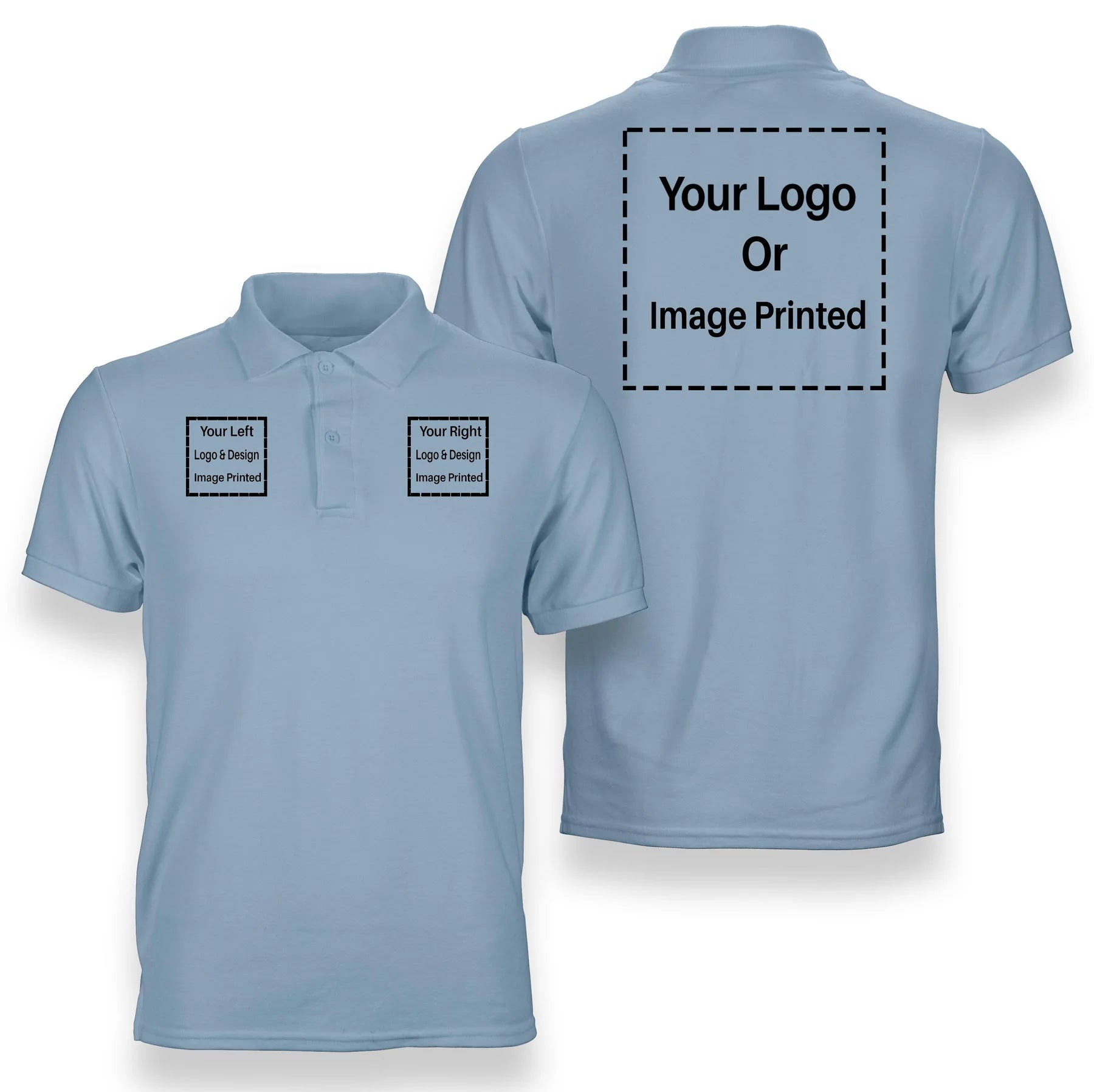 Custom "THREE" Logos Designed Polo T-Shirts