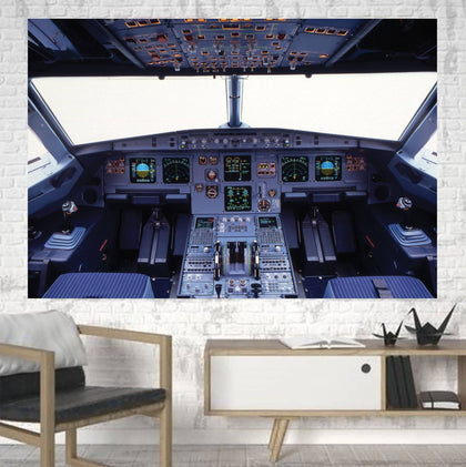 Airbus A320 Cockpit Wide Printed Canvas Posters (1 Piece)