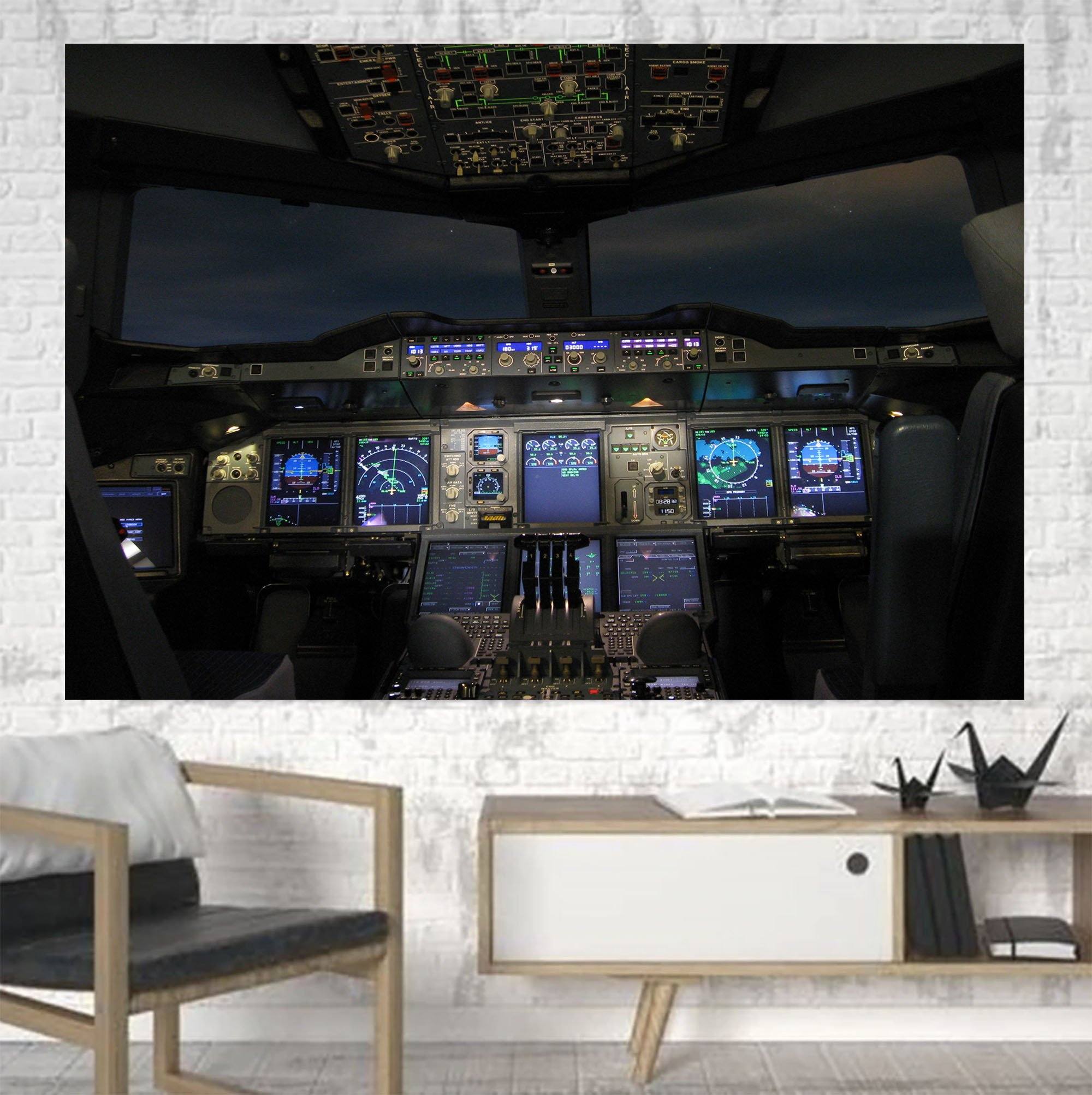 Airbus A380 Cockpit Printed Canvas Posters (1 Piece)